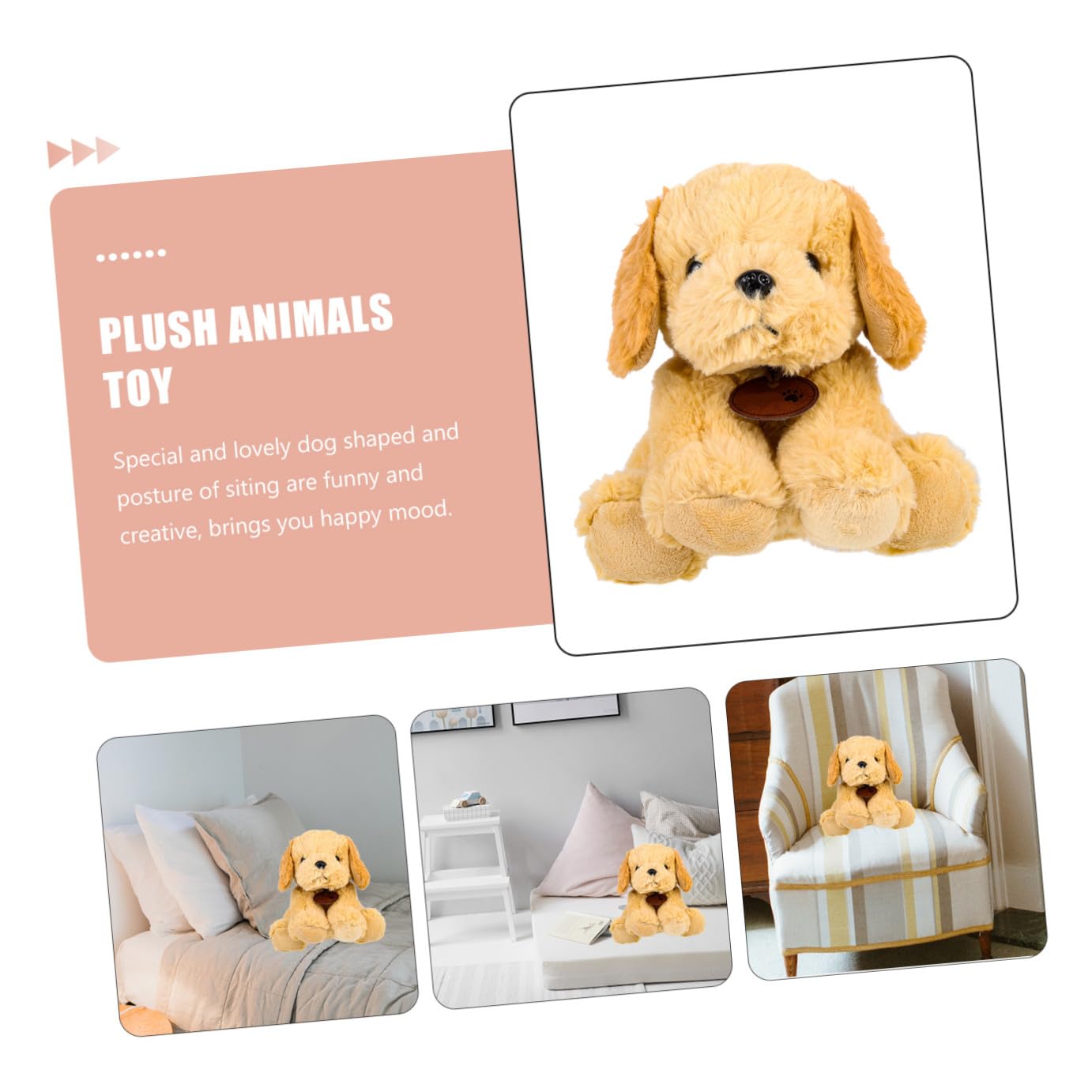 Muñeca de Cachorro de Peluche 1 Pieza de Algodón PP para Niños | Sentado, Forma de Perro Joven, Uso Decorativo, Ligero y Fácil de Guardar
