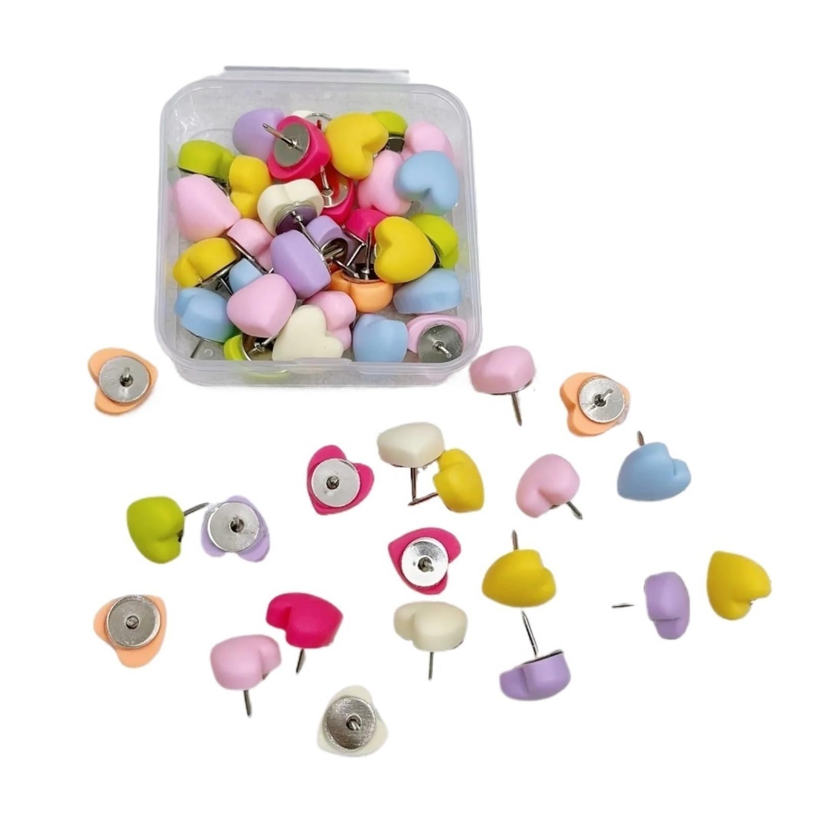 Push Pins 100pcs Resin Heart Push Pins Aesthetic Pastel Macaron Thumbtacks for Cork Board Photo Display Office & Home Decor