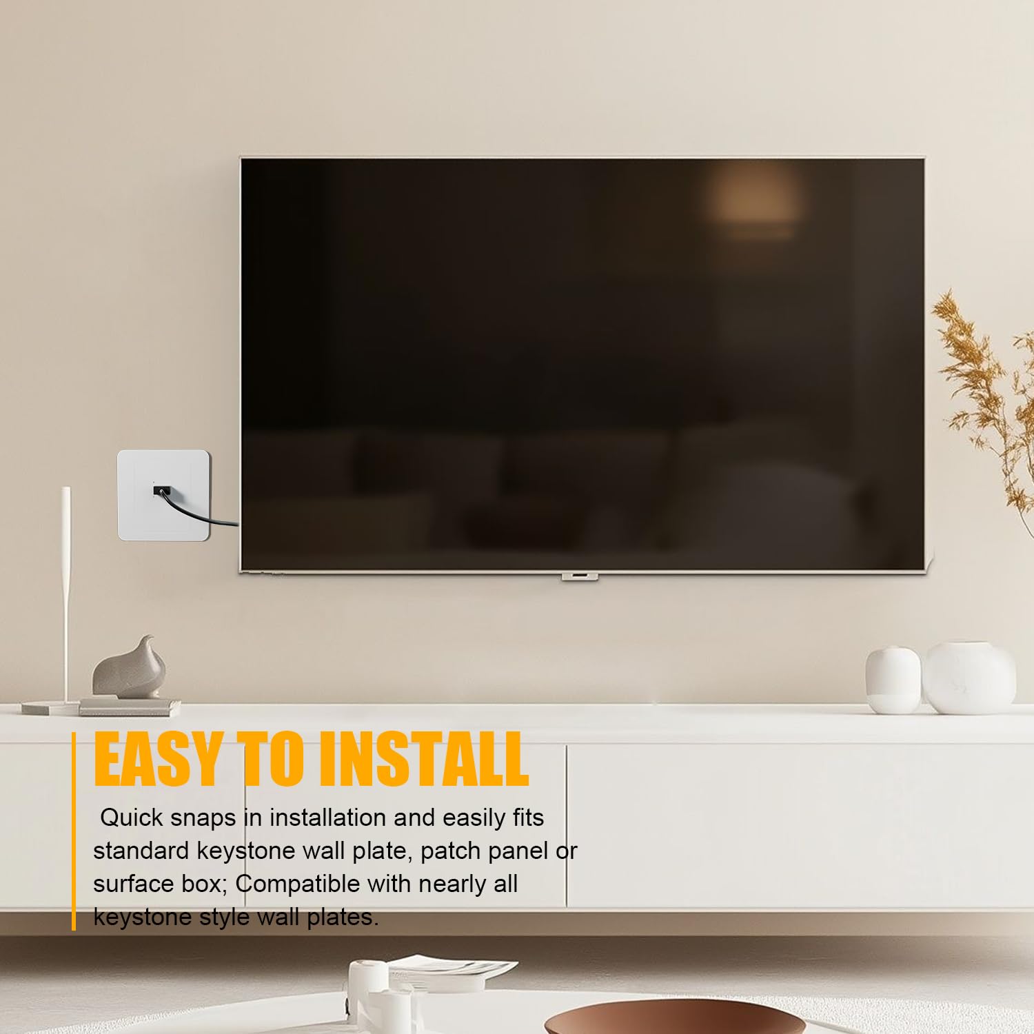 PANPEO 6-pak HDMI Keystone, HDMI Keystone Jack 4K żeński na żeński adapter obsługuje wszystkie 3D, 4K - pozłacane (6-pak - czarny)