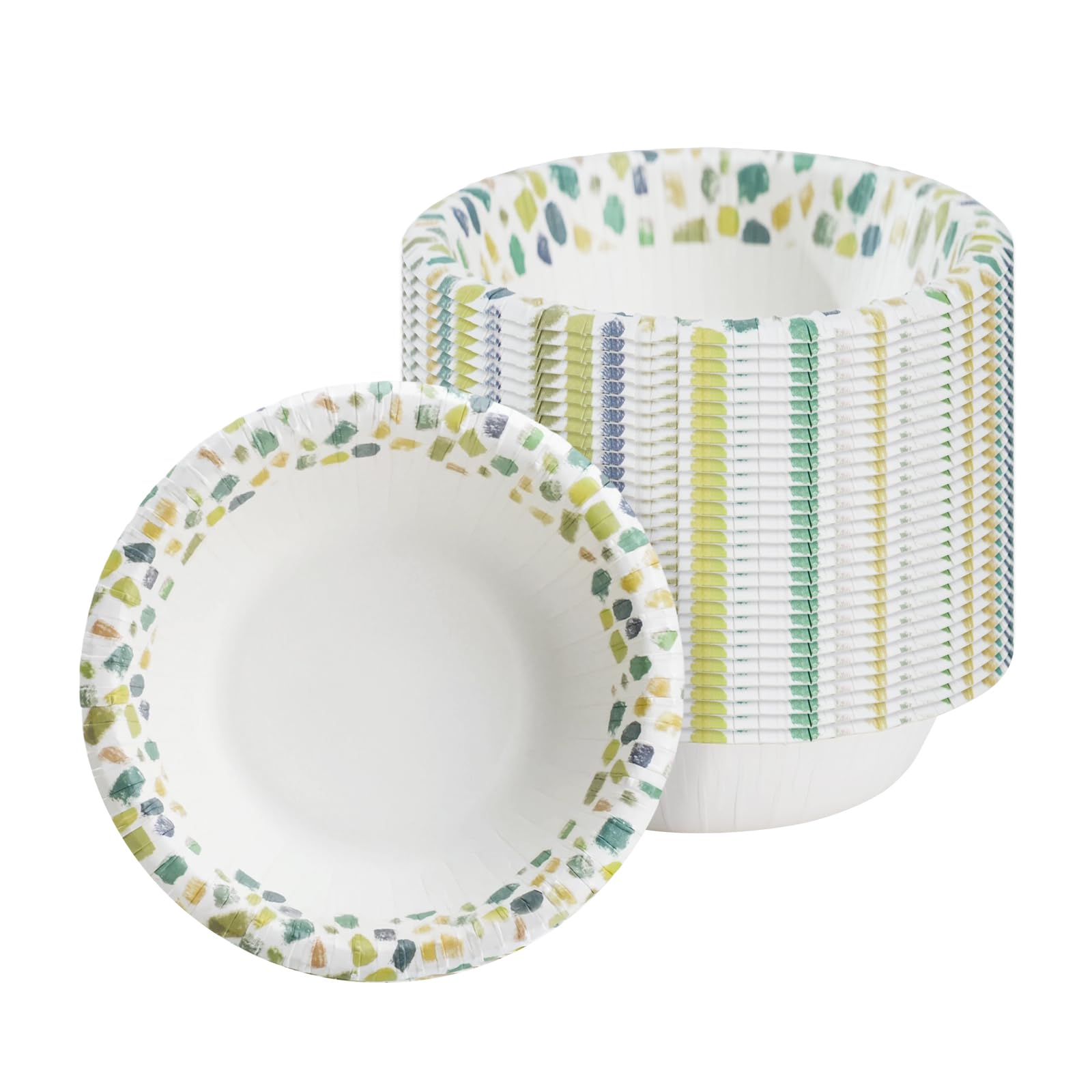 Paper Bowls 8oz/240ml, 30 Pack Disposable Thick Paper Bowls with Colourful Brush Stroke Pattern, Microwave Safe and Leak-Resistant for Parties, BBQs, Picnics, Birthdays and Family Gatherings