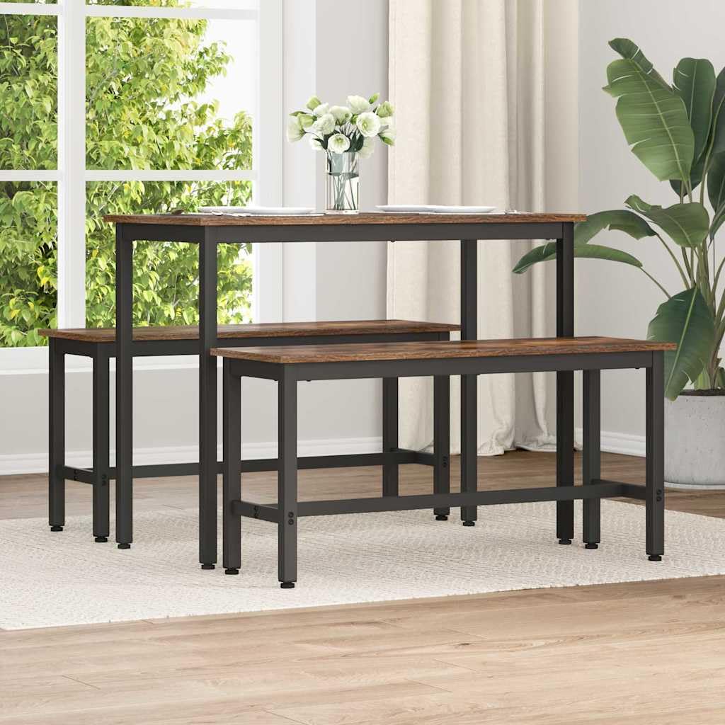 vidaXL Panchina da Pranzo 2 PCS Rovere fumé 100 x 32,5 x 48,5 cm, Panchina da Pranzo alla Moda, Regolabile, Rettangolare, Design Minimal, Seduta Moderna, arredo per Interni