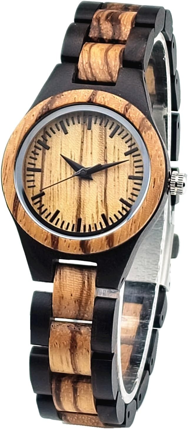 MISHIKG Women's Wooden Watch Lightweight Analog Handmade