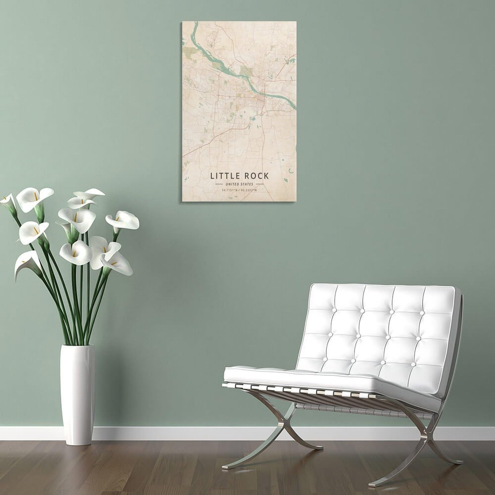 Little Rock - Poster con mappa degli Stati Uniti d'America, stampa artistica da parete su tela, stile vintage, per casa, scuola, ufficio, 30 x 45 cm