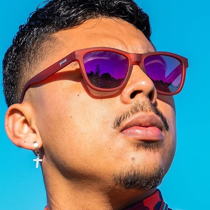 goodr Phoenix At A Bloody Mary Bar Polarized Sunglasses, Medium Sized (OG), Dark Red Translucent Frames with Rose Mirrored Reflective Lenses, UV400 Protection, No Slip, No Bounce - Image 5