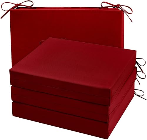 Cozyide Cojines para sillas de exterior, cojines de asiento de patio impermeables con correas ajustables, cojines cuadrados para sillas de patio