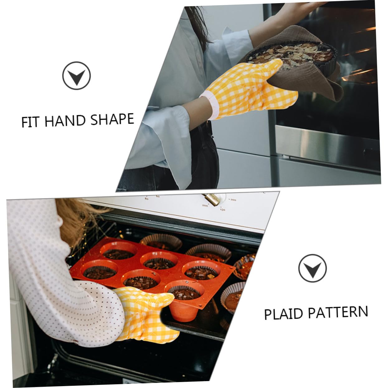 Maniques Cuisine Four en Polyester, Résistantes la Chaleur, Lavables en Machine, Pack de 2 Cuisson Grill