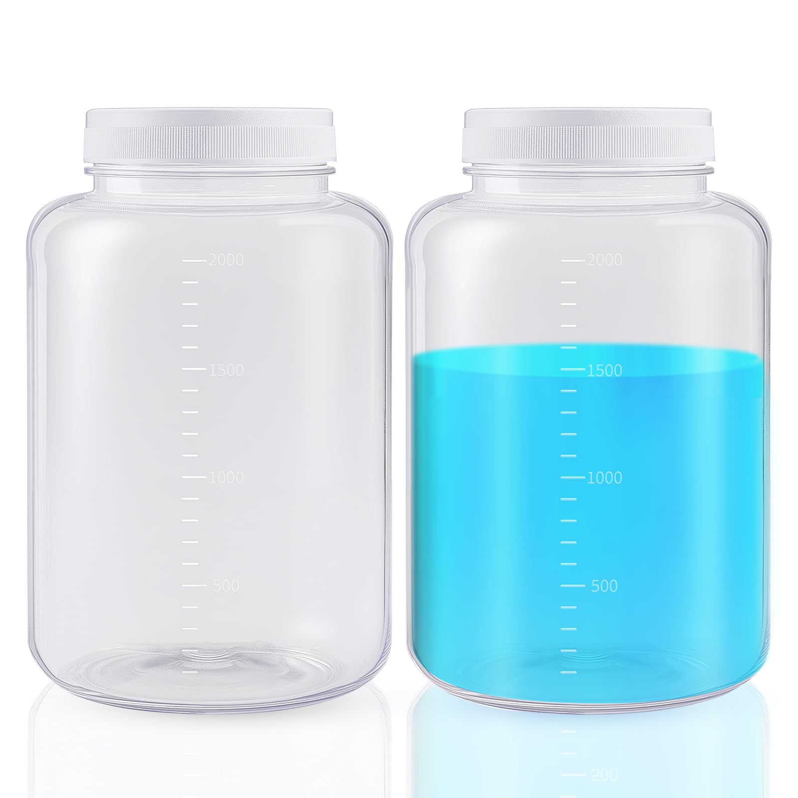 Flacons d'échantillons en plastique 2000 ml à large goulot Tatuo lot de 2