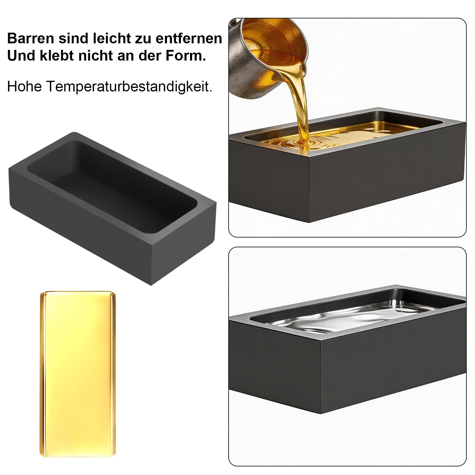 Kokille in grafite ad alta purezza, forma a barretta di grafite, oro-argento, alluminio, rame, ottone, zinco, piombo, pressofusione Confezione da 1 kg