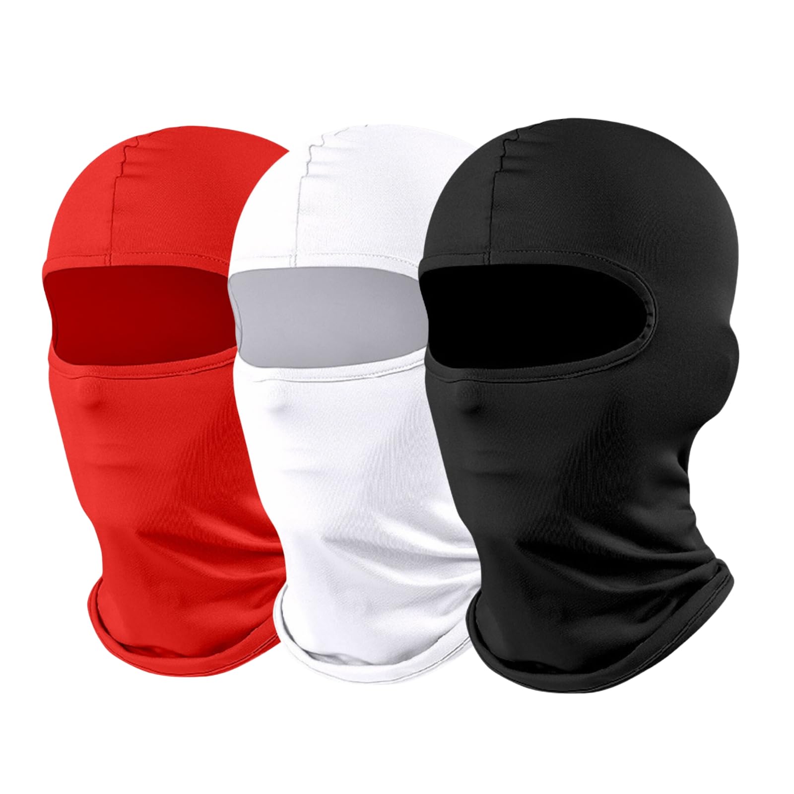 2THESTARS Ski Mask Balaclava with High Elasticity, Shiesty Mask, Quick-Dry Fabric, Suitable for All Seasons, Windproof Sun Protection for Motorcycle Riding, Unisex - Black+White+Red