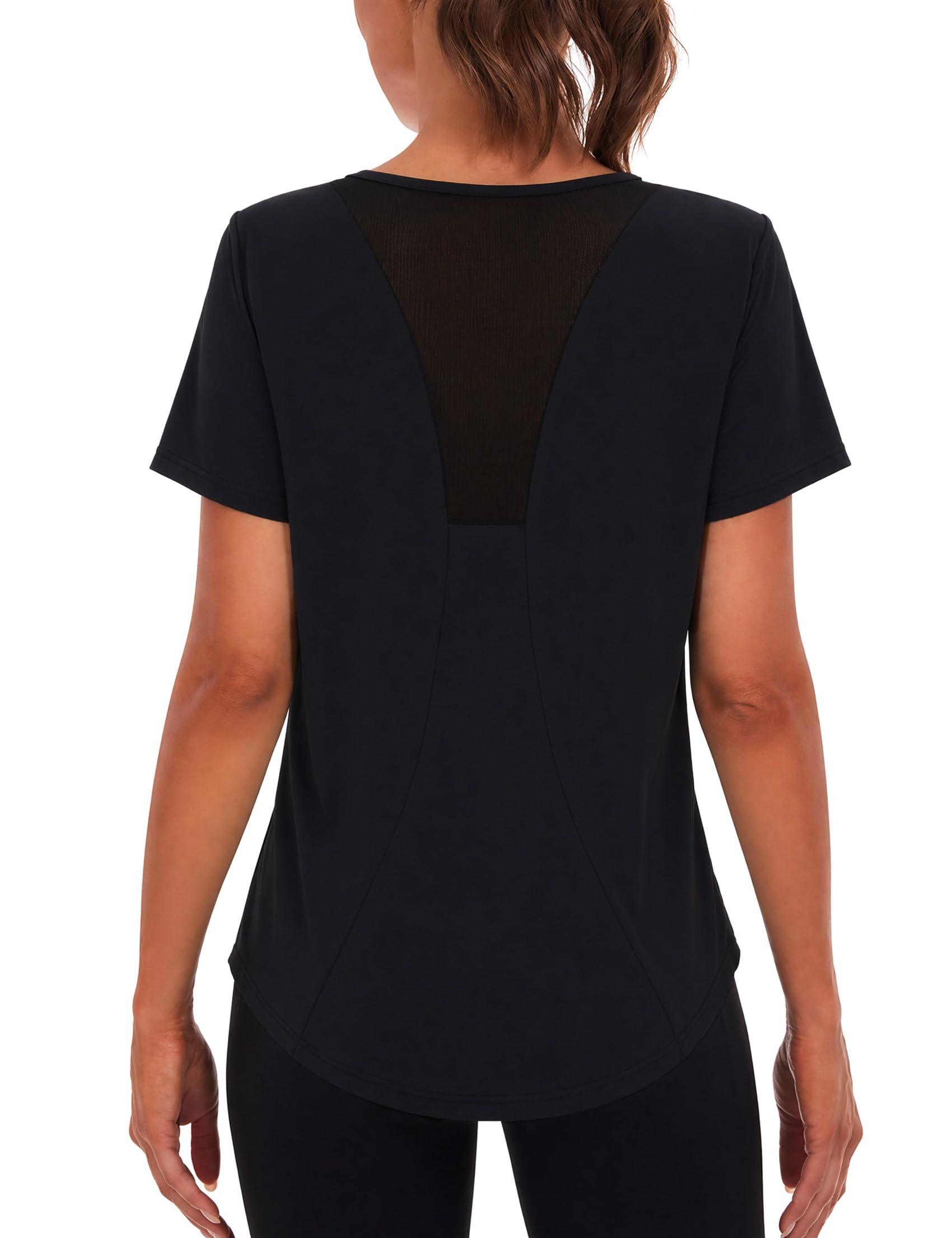Terecey Sportshirt Damen Kurzarm Fitness T-Shirt Yoga Shirt Lang Damen Funktionsshirt Atmungsaktives Sport Tshirt Trainingsshirt Laufshirt für Wandern Trekking Gym
