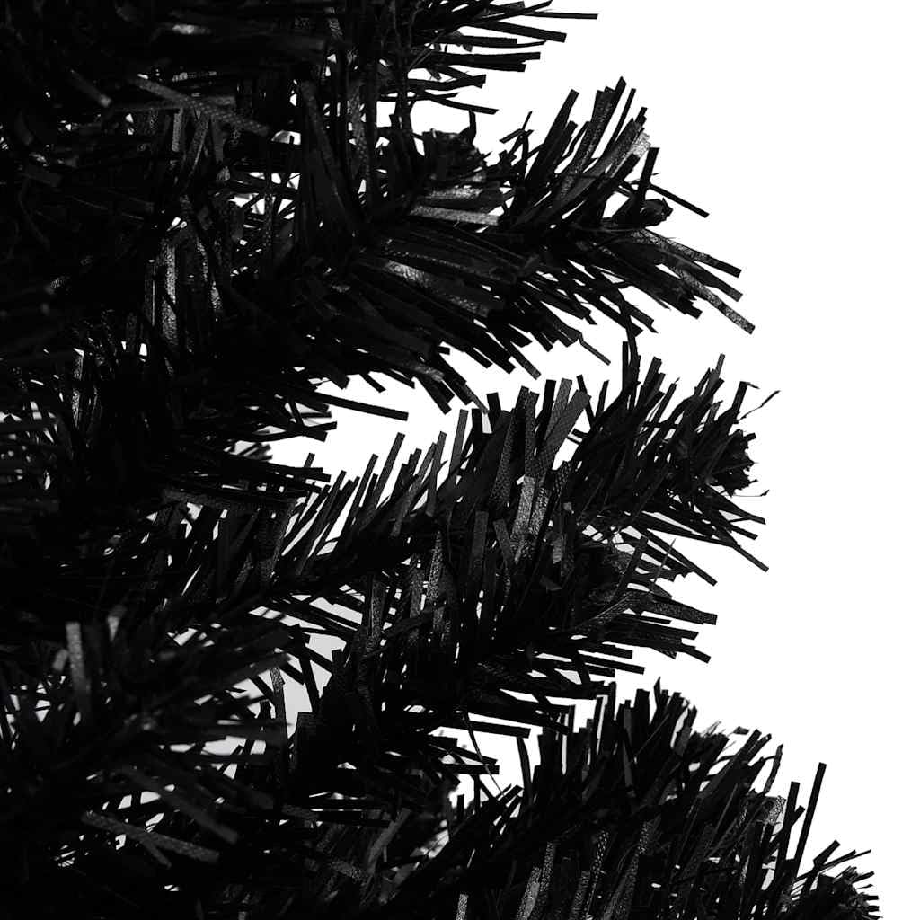 Albero di Natale Nero Preilluminato con Palline 180 cm PVC con LED