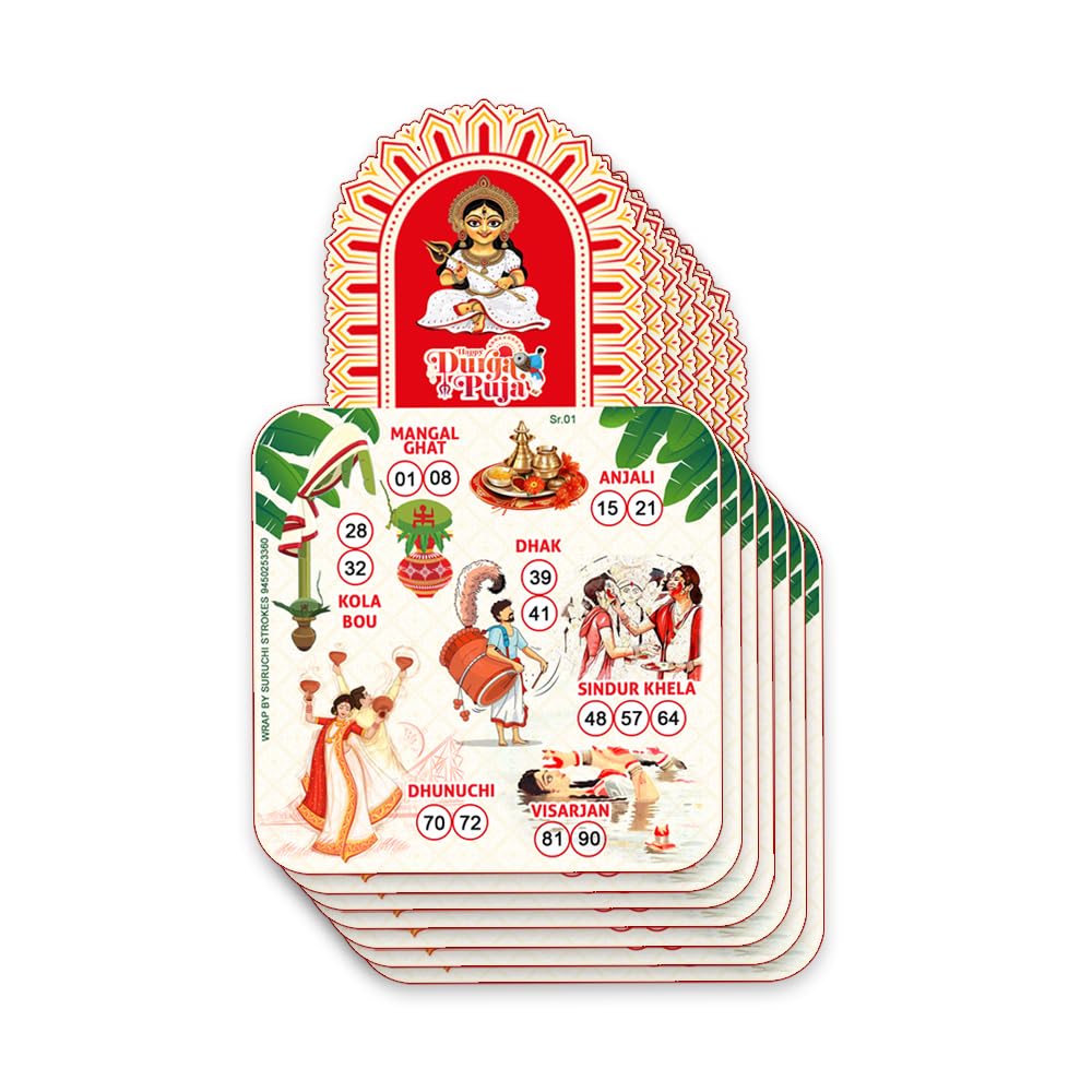 Suruchi Strokes Durga Puja Tambola Tickets, Designer Printed kukuba lotto Cards, New housie Game, Navratri Festival Theme Collection (50 Tickets) (B0DGTKH9C1) Amazon Price History, Amazon Price Tracker