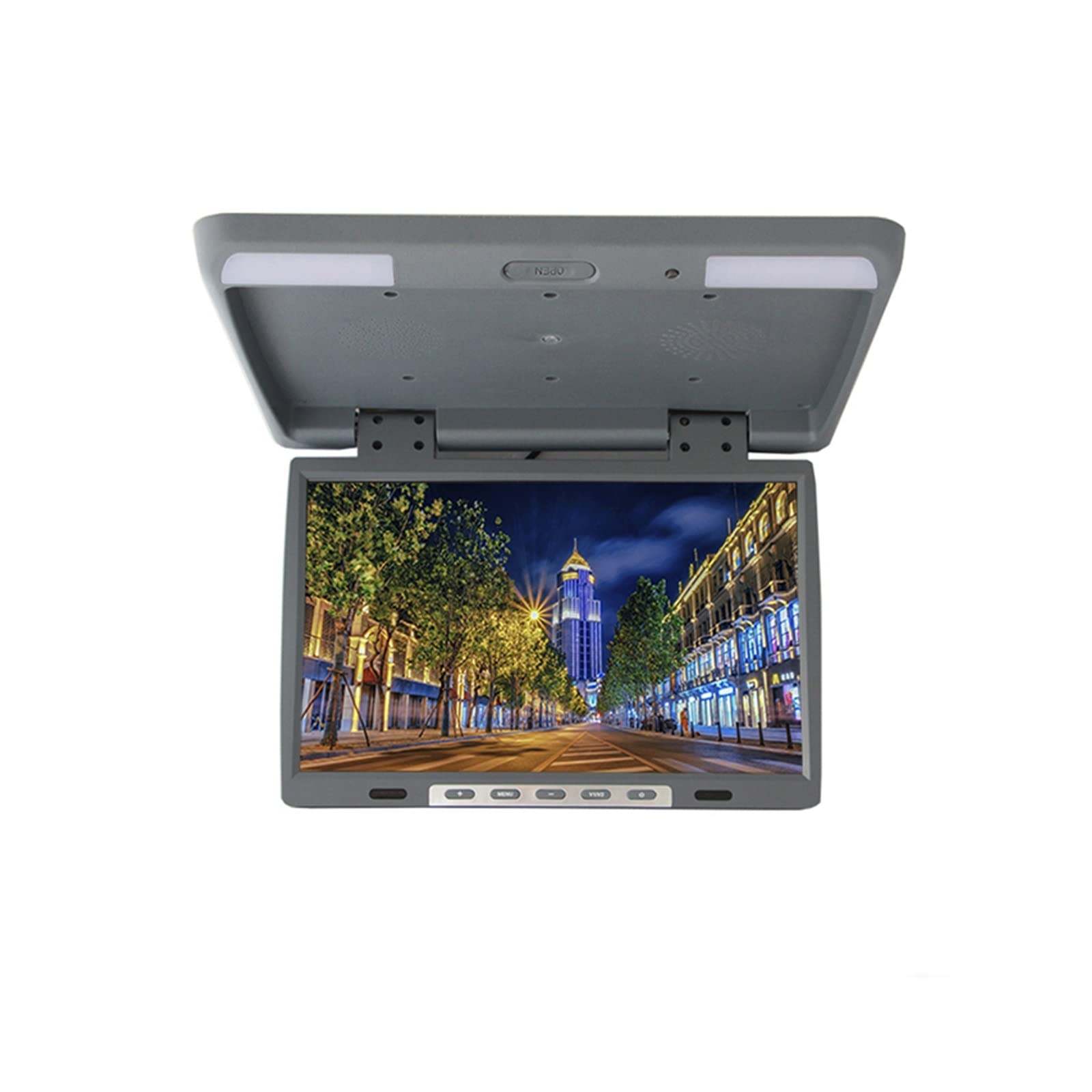 Reproductor de reposacabezas de Coche Monitor de Techo Coche 22 Pulgadas, Pantalla abatible hacia Abajo, vídeo Multimedia Superior, Montaje en, integrada IR, USB, FM(22 Beige Mirroring)