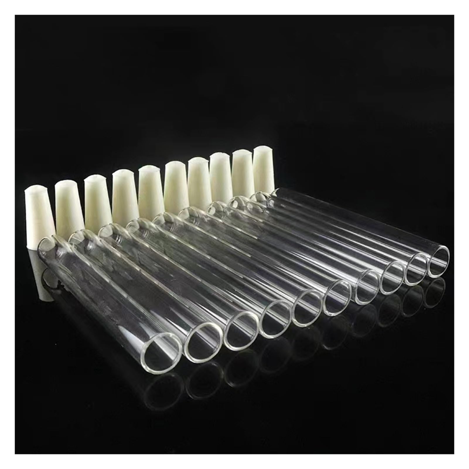 Confezione da 50 provette in vetro da 12 x 75 mm con tappo in gel di silice, per laboratorio, vetreria, laboratorio, provette in vetro con tappo