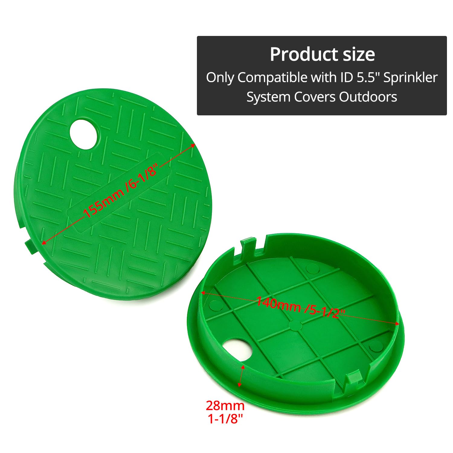 Lot De 2 Couvercles De Vanne D'Arrosage Ronds 15 Cm - Vert - Protection Pour Compteur D'Eau Extérieur