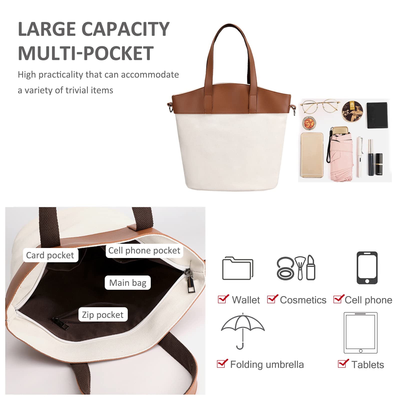 Canvas Totes Taschen für Damen Große Umhängetasche Lässige Handtaschen Einkaufstasche Mehrfarbige Einkaufstasche Bucket Bag Mode Hobo Taschen für Arbeit Schule College Double The Comfort