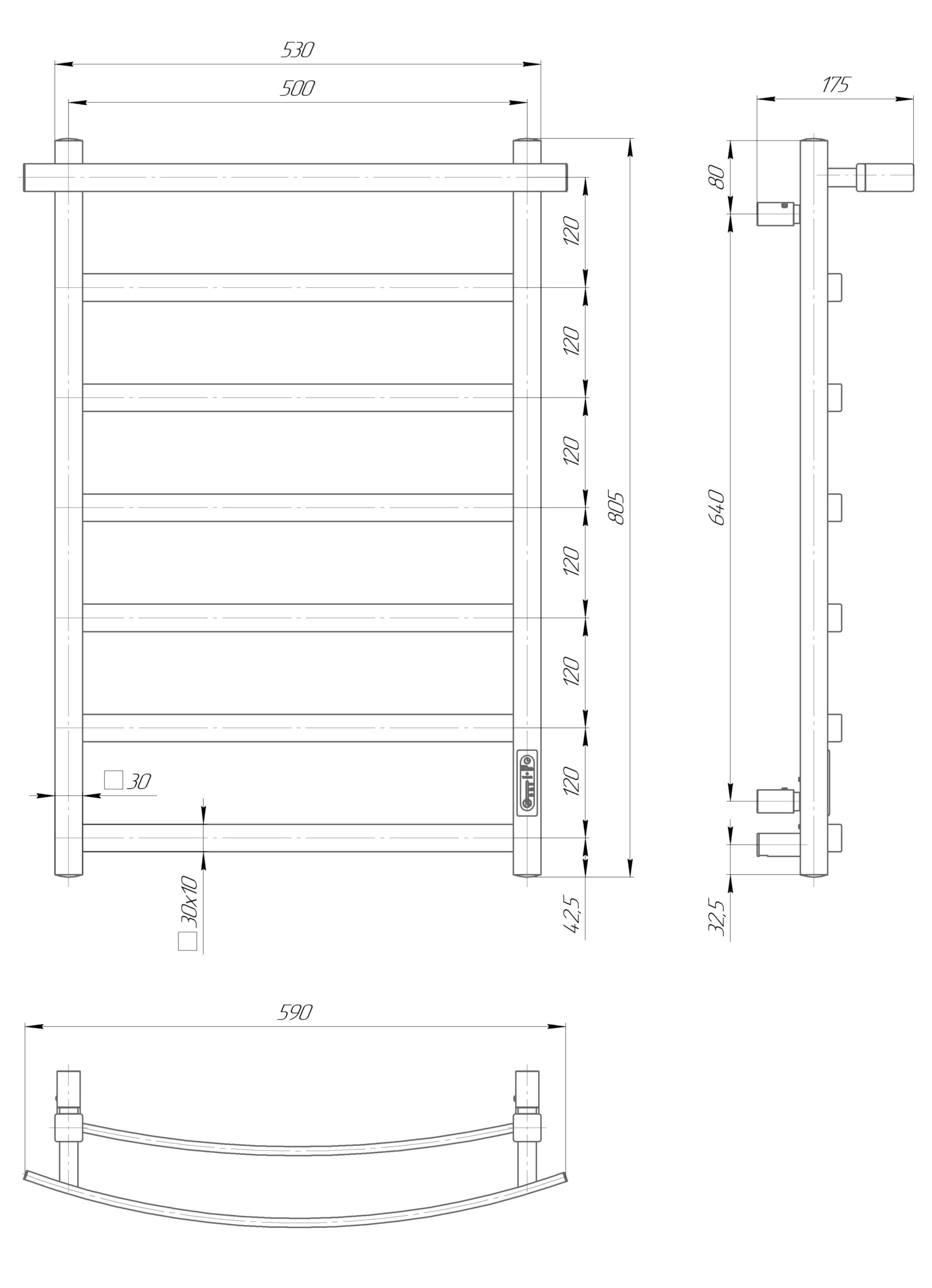 Elna Scaldasalviette Oro - 107W - 805x590mm - Elettrico - Per Casa e Famiglia - Montaggio a parete - Acciaio inossidabile con Timer, Termostato & Eco - IP44 - Compatto ed elegante