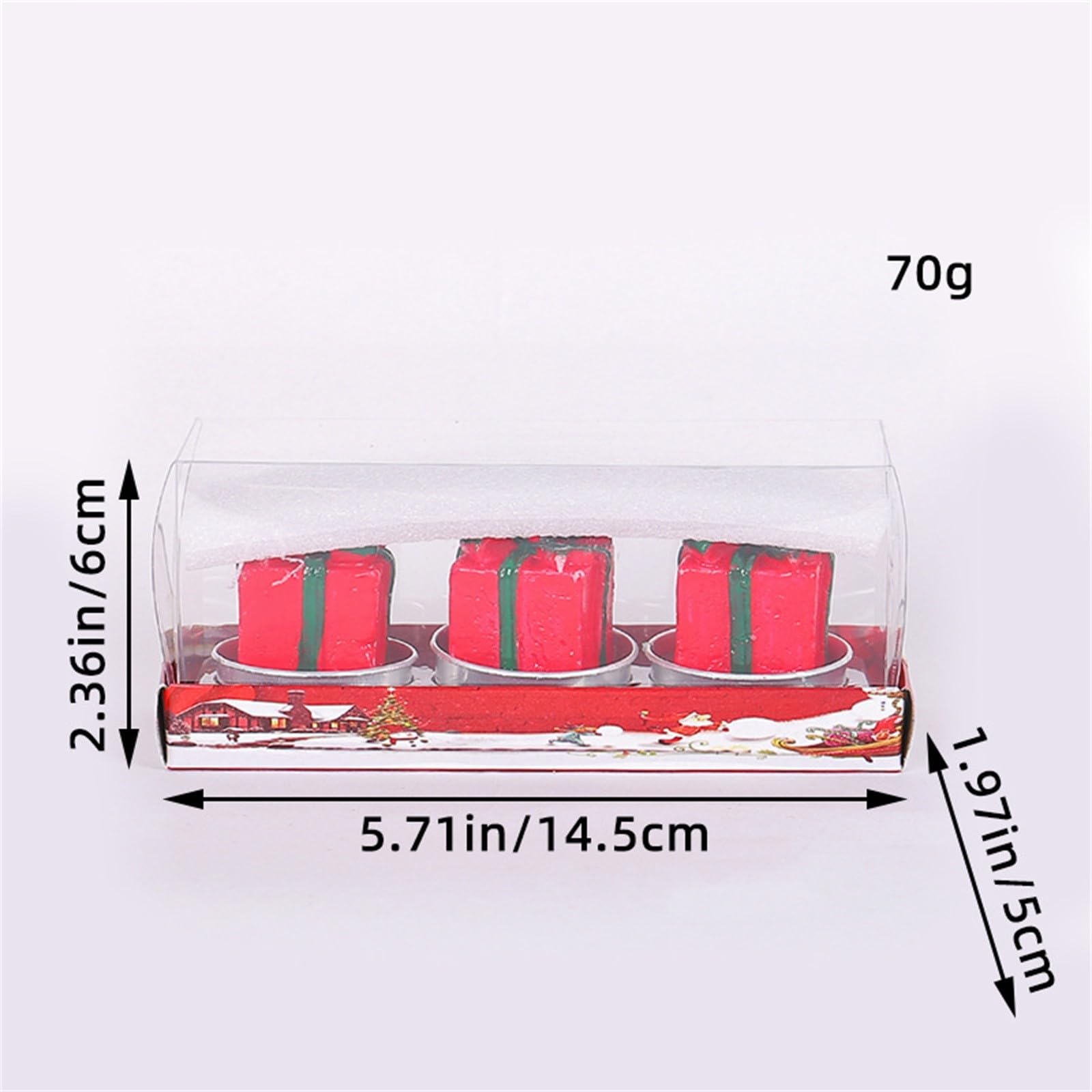 Mini Christmas Candles, Unscented Tea Light Candles with Candlesticks, Santa Claus, Snowman, Pine Cones, Christmas Tree, House Christmas Decor for Party Bedroom Table Decorations, 3pcs/Set (G)