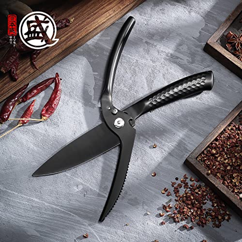 Mitsumoto Sakari 10 Inch Japanese Kitchen Scissorss, Black Titanium Plating Kitchen Shears Heavy Duty, Multipurpose Alloy Steel Poultry Shears For Chicken thumb #8