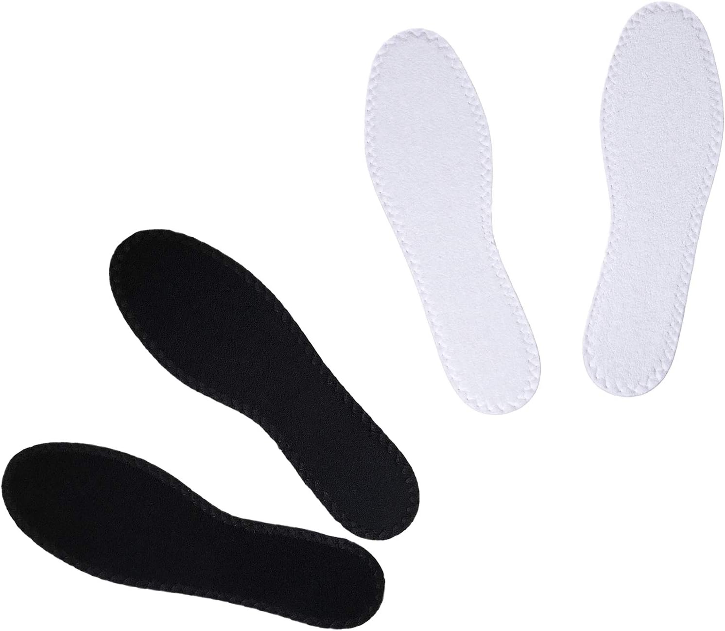 Happystep Cotton Terry Cloth Insoles, Barefoot Shoe Inserts, Sweat Absorption, Odor Control, Moisture-Wicking, Washable & Reusable, Perfect Fit for All Footwear, 1 Pair Black & 1 Pair White (Men 10)