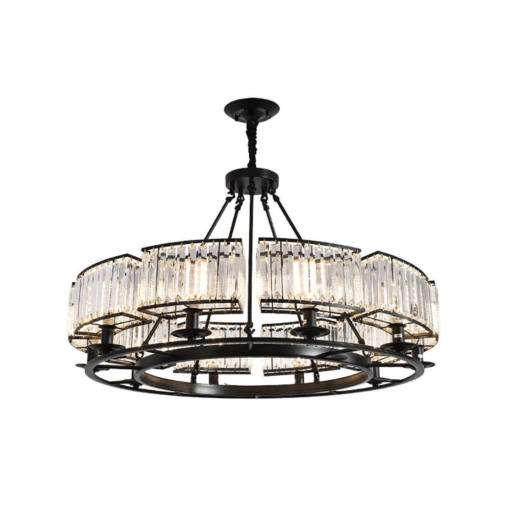 LYMSXAZOU Nordic Black Crystal Chandelier4Lights Industrial Ceiling Light Fixture for Dining Room Kitchen Living & Bedroom Modern Design Elegant Lighting Solution