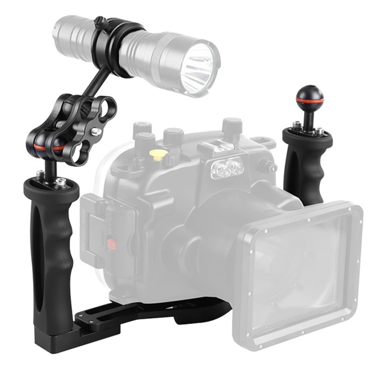 Impugnatura ergonomica per fotocamera con impugnatura in lega di alluminio leggera per uso subacqueo, comoda impugnatura