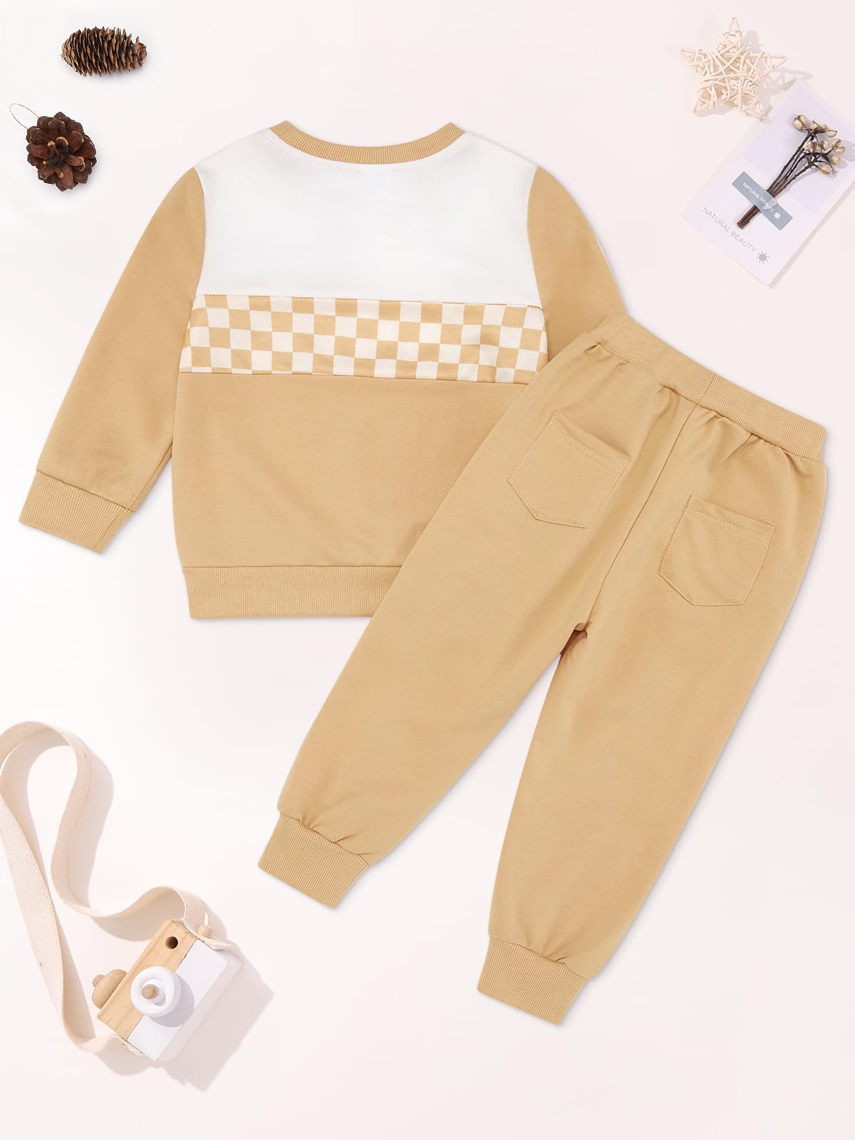 Adarl Toddler Boys Fall Winter Clothes Long Sleeve Color Block Sweatshirts Pollover Top Streath Pants Kids 2 Piece Outfits