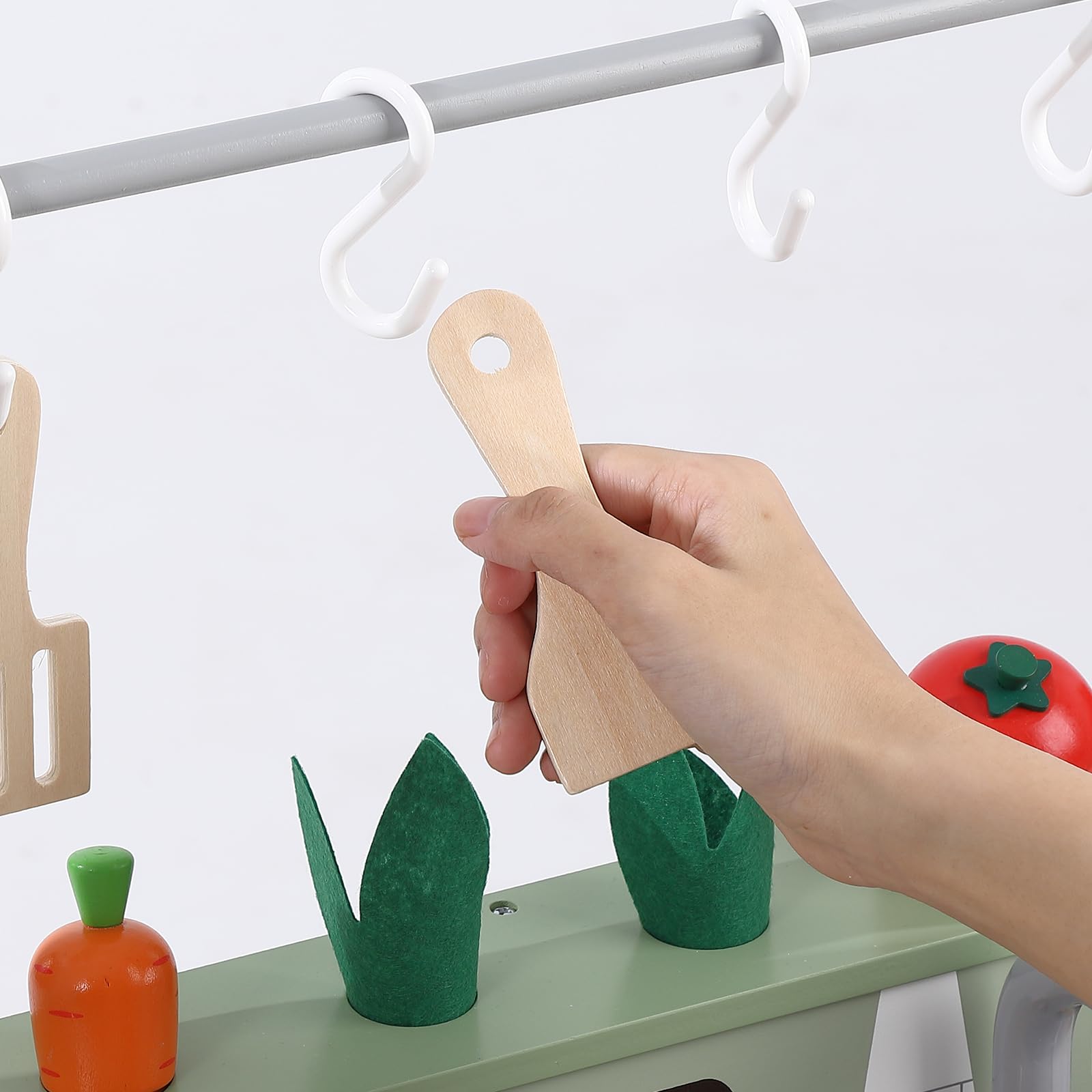 Wooden Farm & Kitchen Playset with Cookware Accessories - Kids Chef Pretend Play Set Featuring Ice Maker, Chalkboard, and Planter Area