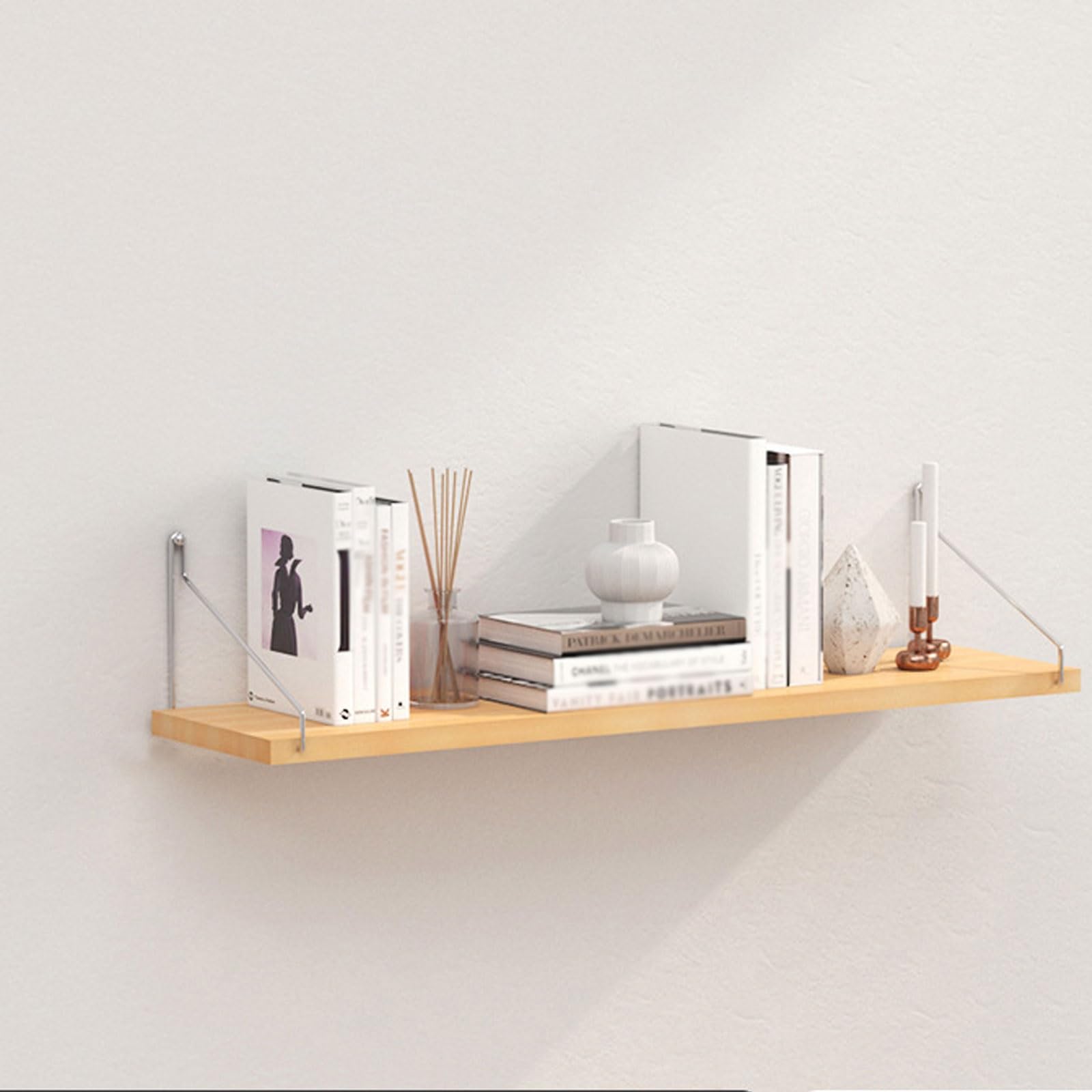 Mensole da parete senza fori, 30/60/90 cm, mensole adesive galleggianti per cucina, bagno, soggiorno, camera da letto (finitura in legno, 60 cm, larghezza 15 cm)