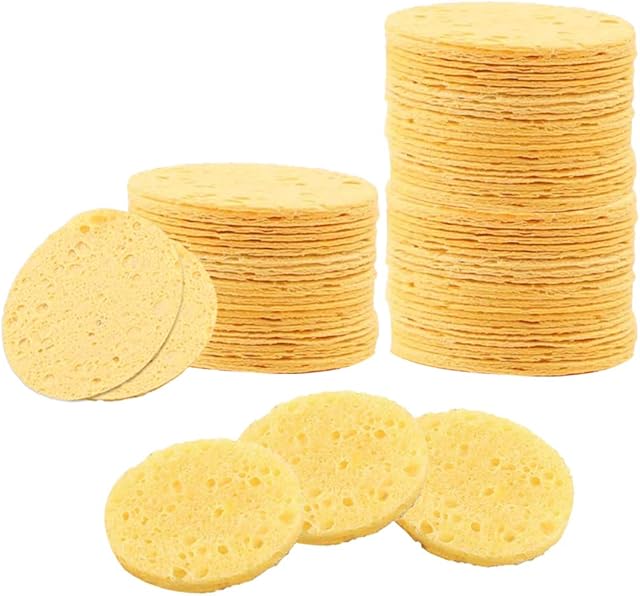 50 Pcs Facial Sponges Compressed Face Sponges Cleansing Sponge, Cellulose Facial Cleansing Sponge Pad Exfoliating Face Sponge, Reusable Sponge for Facial Cleansing, Makeup Remover, Exfoliating