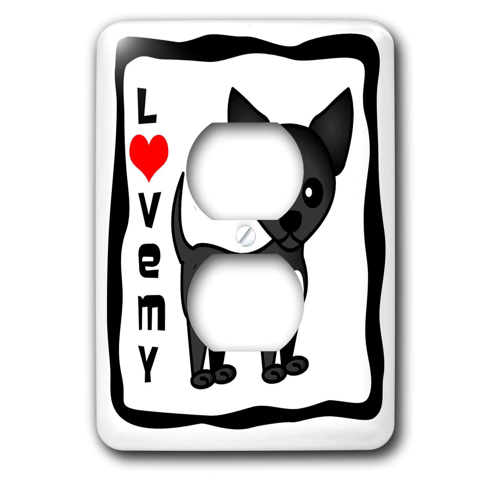 Cadeau pour ami des chiens I Love My Chihuahua Noir 2 prises de courant