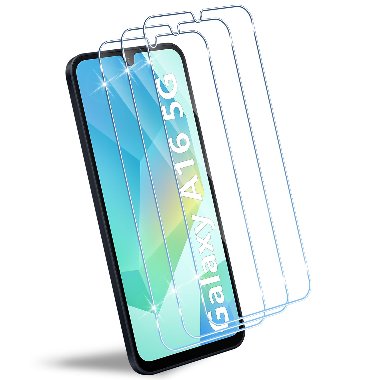 HidWee Vetro temperato Compatibile con Samsung Galaxy A26 5G/A16 4G/5G/A17 4G/5G, 3 Pezzi Pellicola Protettiva, 9H Durezza Anti Graffio, HD Senza Bolle Schermo Vetro Pellicola Protettiva