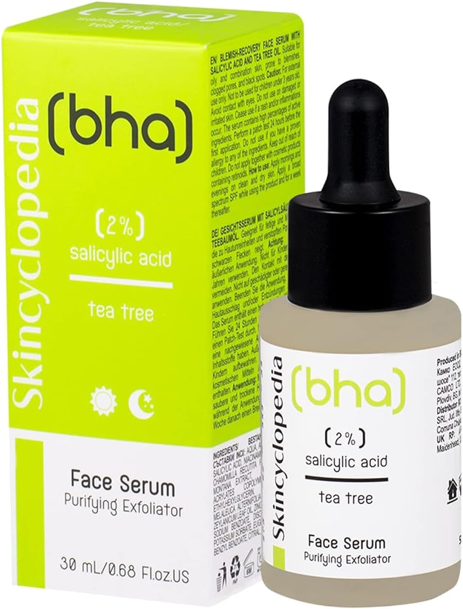 BHA Peeling Serum met salicylzuur, zink en theeboom, anti-puistjes, gezichtsserum, verwijdert onzuiverheden en mee-eters, blemish control Skincare, zuiverende gezichtsverzorging, 30 ml