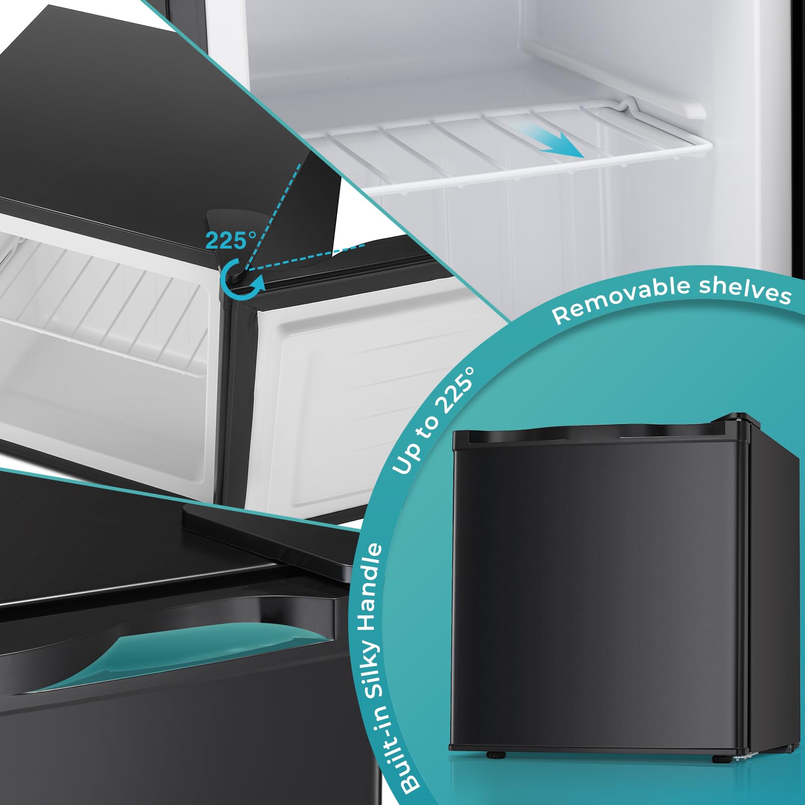 R.W.Flame Mini Freezer 1.1 Cubic Feet, Small Freezer Reversible Single Door, Upright Freezer With Shelves, Adjustable Feet For Bedrooms/Dorms/Apartment/Office/Home (Black on Fridge.com - View 6