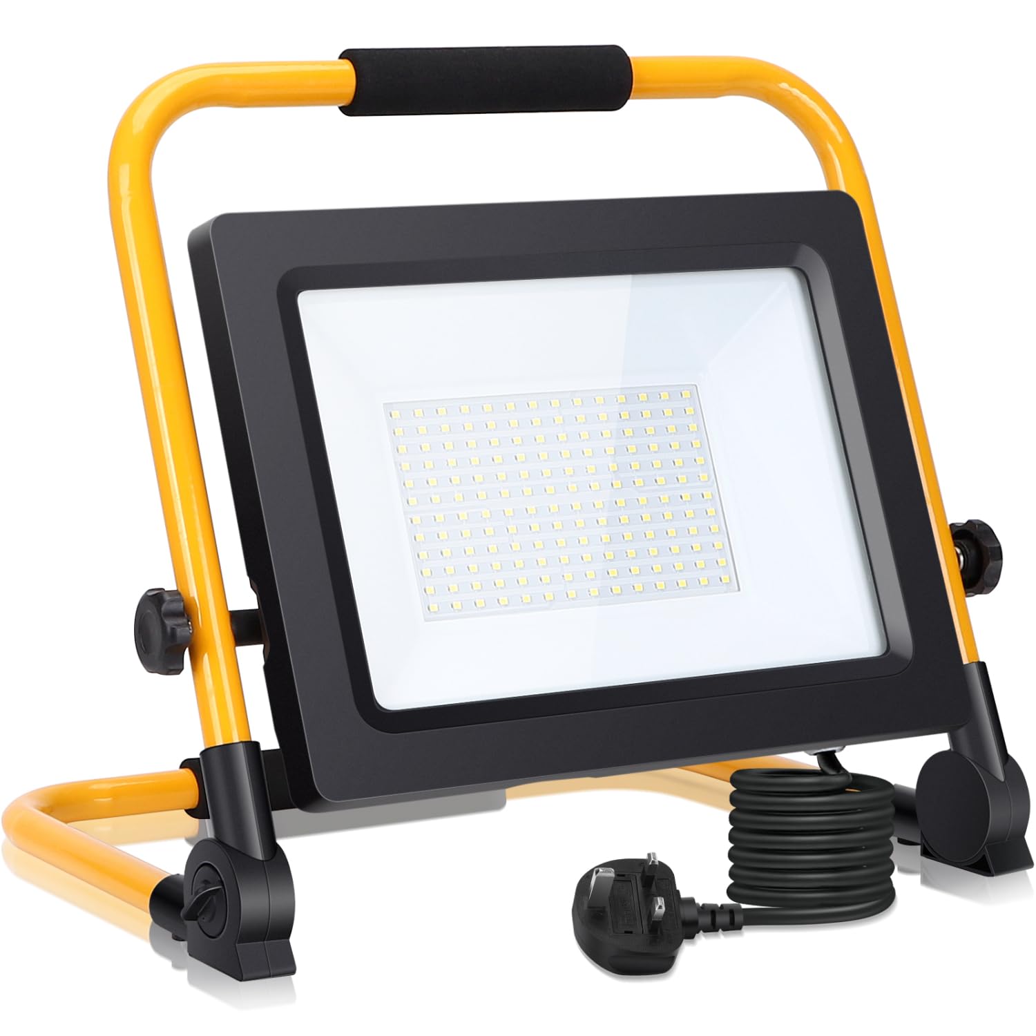 Aigostar White 100W Led Work Light 8800Lm, Job Site Light, Plug In Folding Floodlight, Portable Stand Work Light, 6500K Cold 5.9Ft Wire With Plug