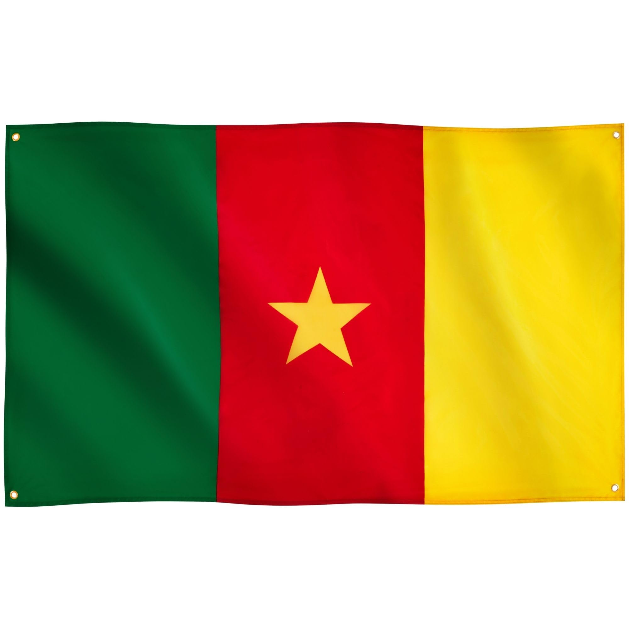 Runesol Cameroon Flag, 91x152cm, 3ft x 5ft, 4 Grommets, Eyelet In Every Corner, Tricolour, Cameroonian Flag, Premium Flags, Inside, Outside, Vivid Colours