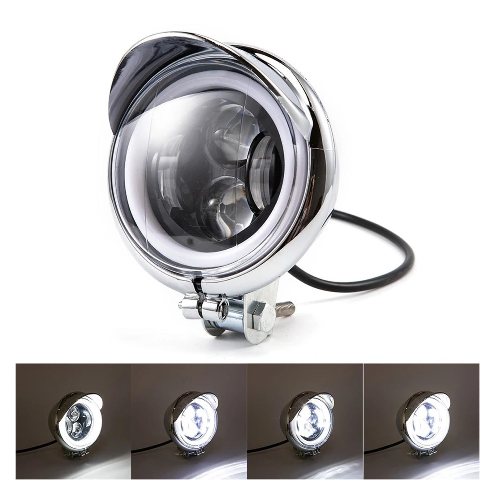 SANCAK Fari Per Motociclette Per Vecchi Per Scuola Per I Tour Per Motociclette Cromate Fari Universali A LED 12V Fendinebbia