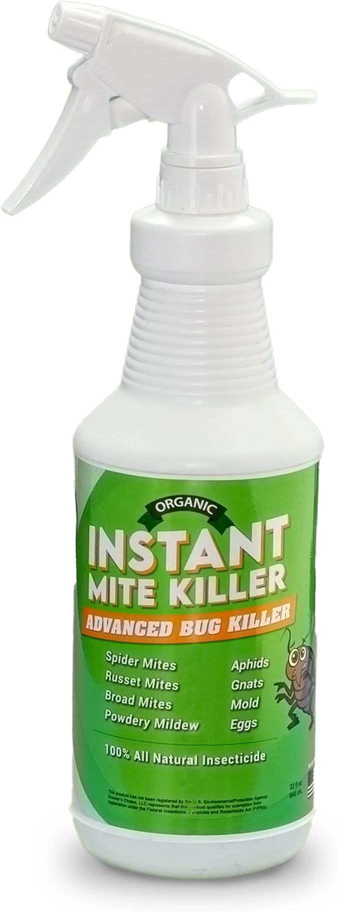 Instant Mite Killer - Destroy Spider Mites, Broad Mites, Powdery Mildew, and More, 32 Ounce (RTU) Ready-to-Use Spray with Patented 360° Spray Nozzle