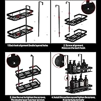 Vista 7 de Over Door Shower Caddy, White Rustproof Bathroom Organizer, 2-Tier Storage Rack, 11.81x5.31 Inch Shelves, No Drilling Required
