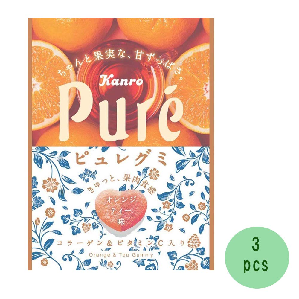 Pure Gummy Orange Tea 2.0oz 3pcs Japanese Gummy Candy Kanro Ninjapo