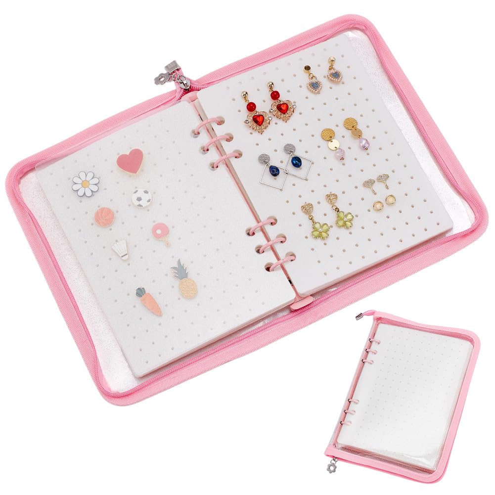 FINGERINSPIRE Pin Display Book Pink Felt Brooch Storage Enamel Pin Collection Holder Trading Book with 6-Sheet Non-woven Fabrics Display Boards A5 Brooch Pins Storage Binder Album for Travel Collector