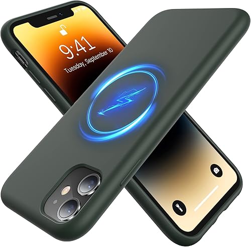 Olialia Funda de silicona para iPhone 11 compatible con MagSafe forro de microfibra suave a prueba de golpes, funda delgada para teléfono de 6.1