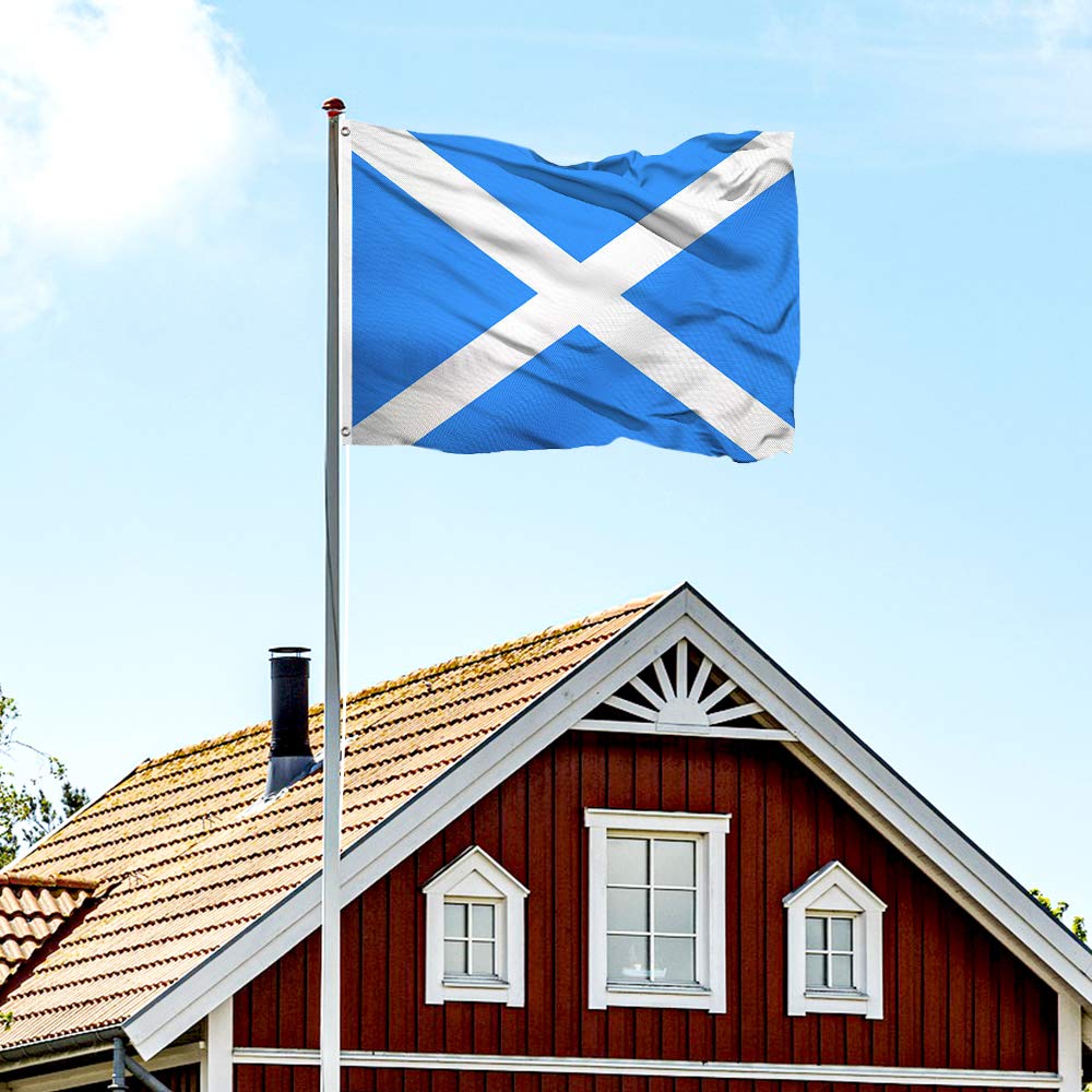 FSFLAG Scottish Flag - Scotland Flag 3x5 Foot - 400D Polyester and Two Brass Grommets - UV Fade Resistant and Double Stitched