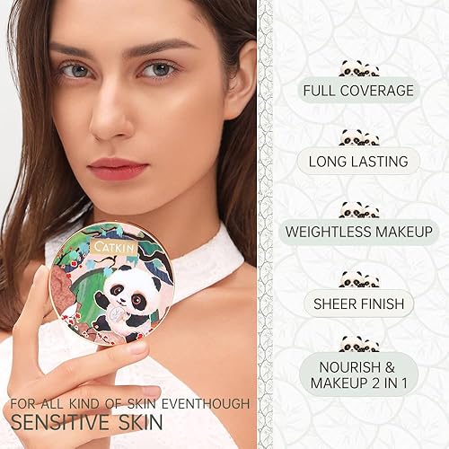 Miniatura 9 de CATKIN Panda Land - Base de cobertura completa, transpirable, hidratante, nutritiva, sin poros, maquillaje facial que ahorra para pieles sensibles,