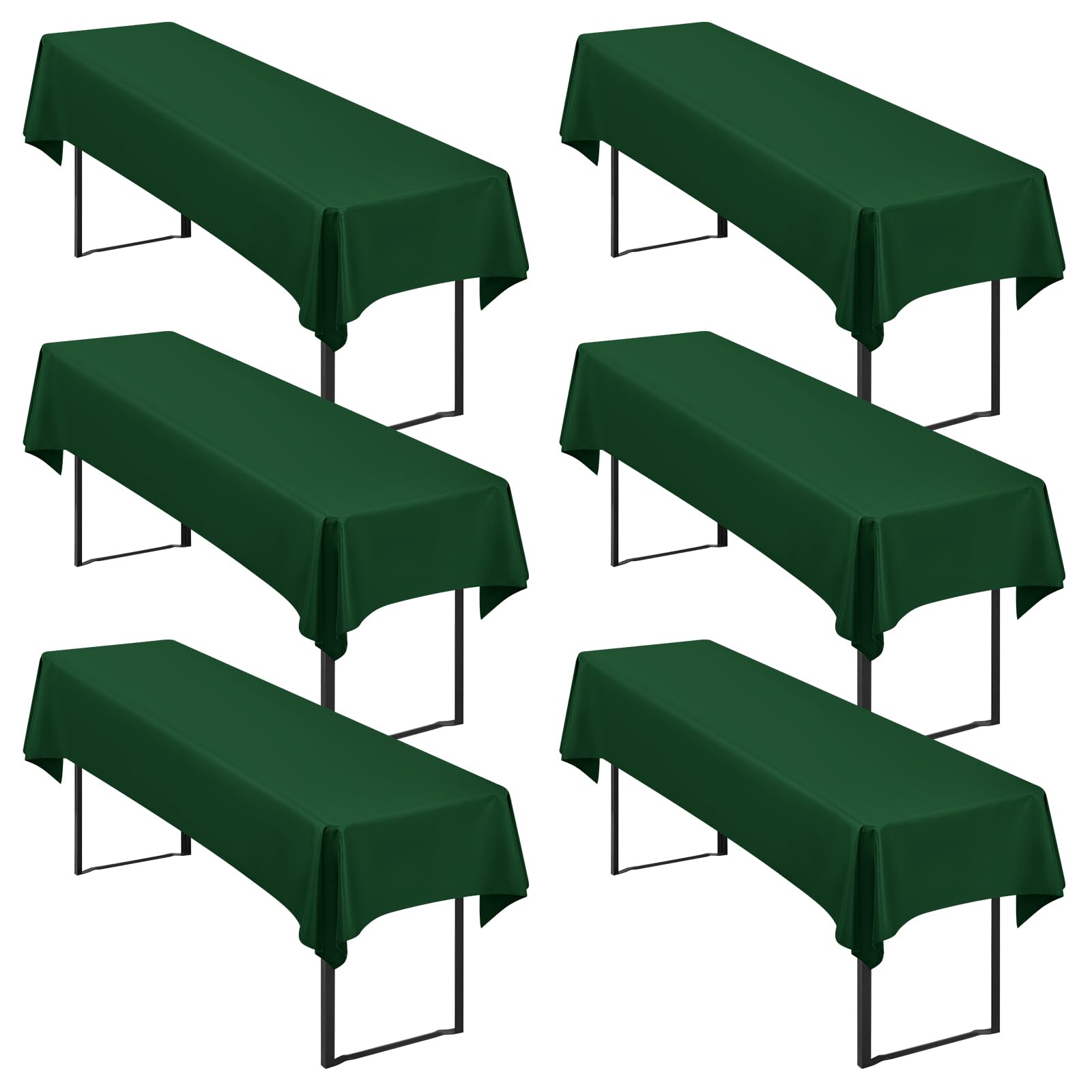 6 Stück Dunkelgrün Biertisch Tischdecke universal für 50cm u.70cm Biertische Hussen für Biertisch, Blickdichte Polyester Biertischhussen Biertisch-Husse Rechteckige Tischdecken Waschbar-250x100cm