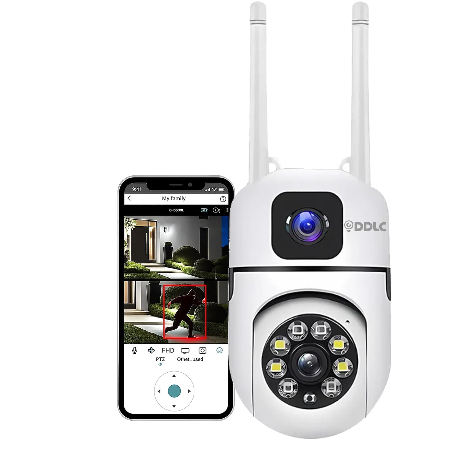 DDLC 4+4MP Smart WiFi Outdoor PTZ CCTV Camera for Home | 360° View | Color Night Vision | Motion Detection | Two-Way Audio | Wireless Security Camera with Mobile App V380 Pro (Dual Lens Mini Dome)-picture-30