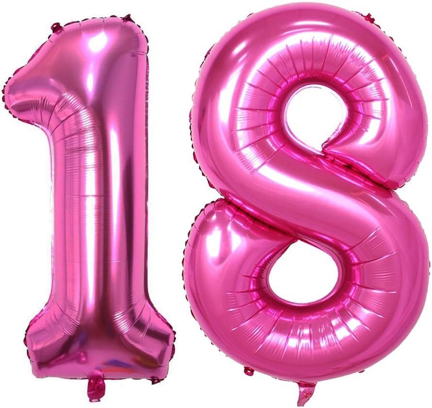 Tellpet Pink Number 18 Balloon, 40 Inch