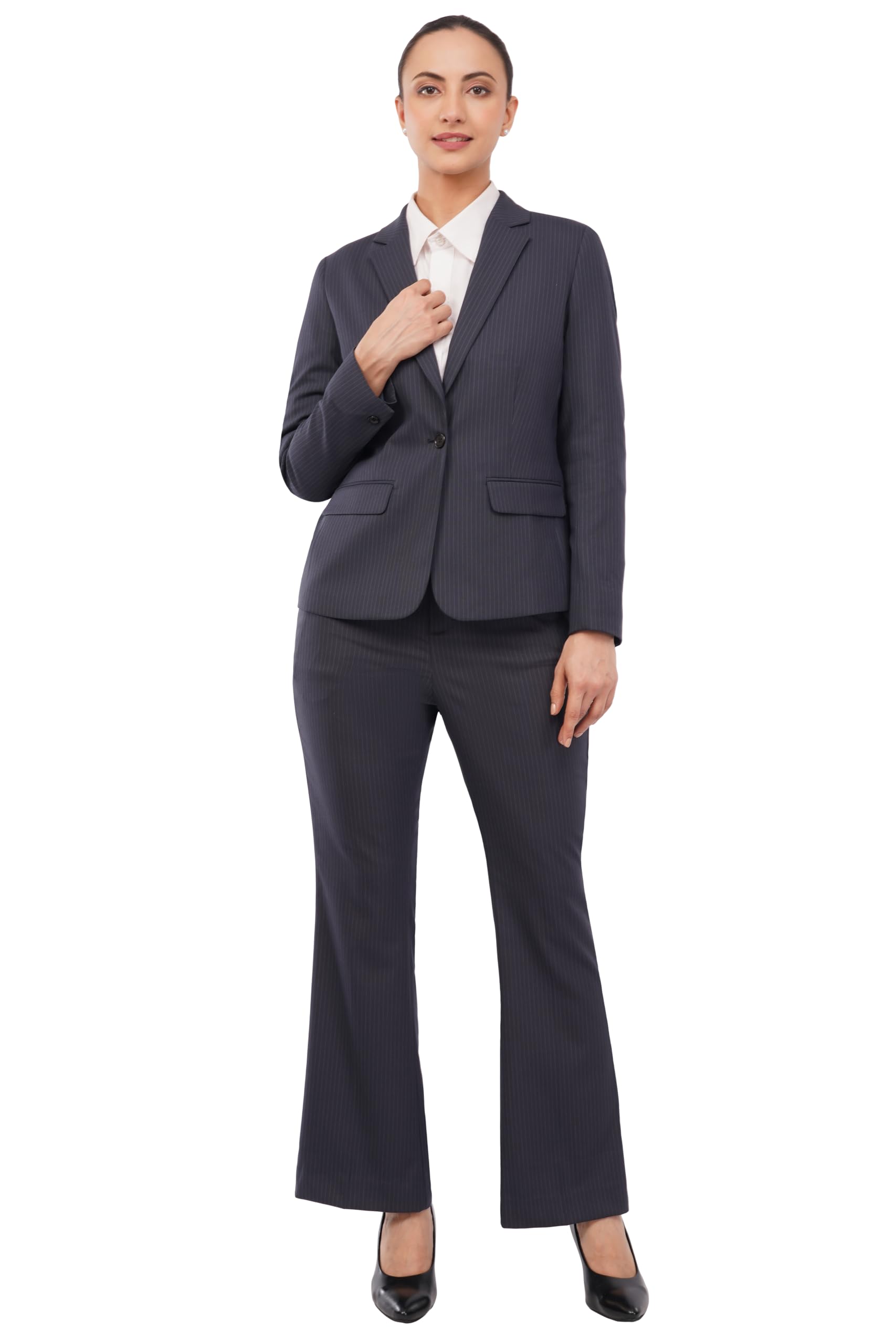 Women's 2-piece Suit Set - Tailored Formal Blazer with Matching Formal Bell Trousers | Slim Fit | Fully Lined Blazer | Office, Workwear, Business Attire-image-3