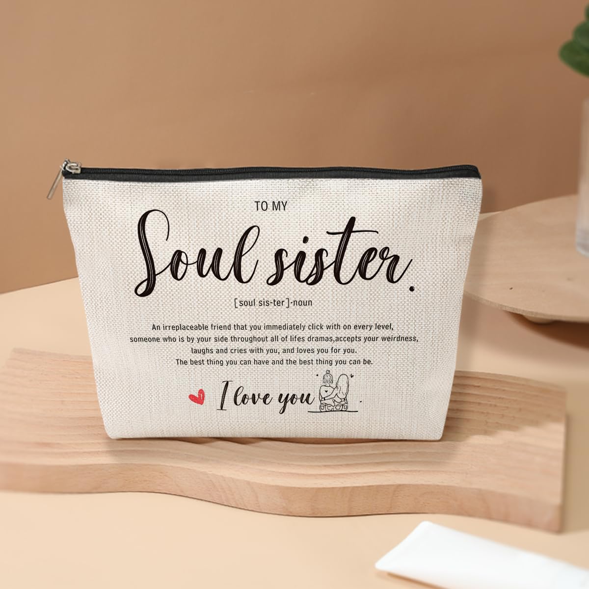 Soul Sister Gifts for Women Sisters Gifts from Sister Makeup Bag Cosmetic Bags Friendship Gift for Women Best Friends Bestie Inspirational Birthday Graduation Travel Toiletry Bag Makeup Zipper Pouch