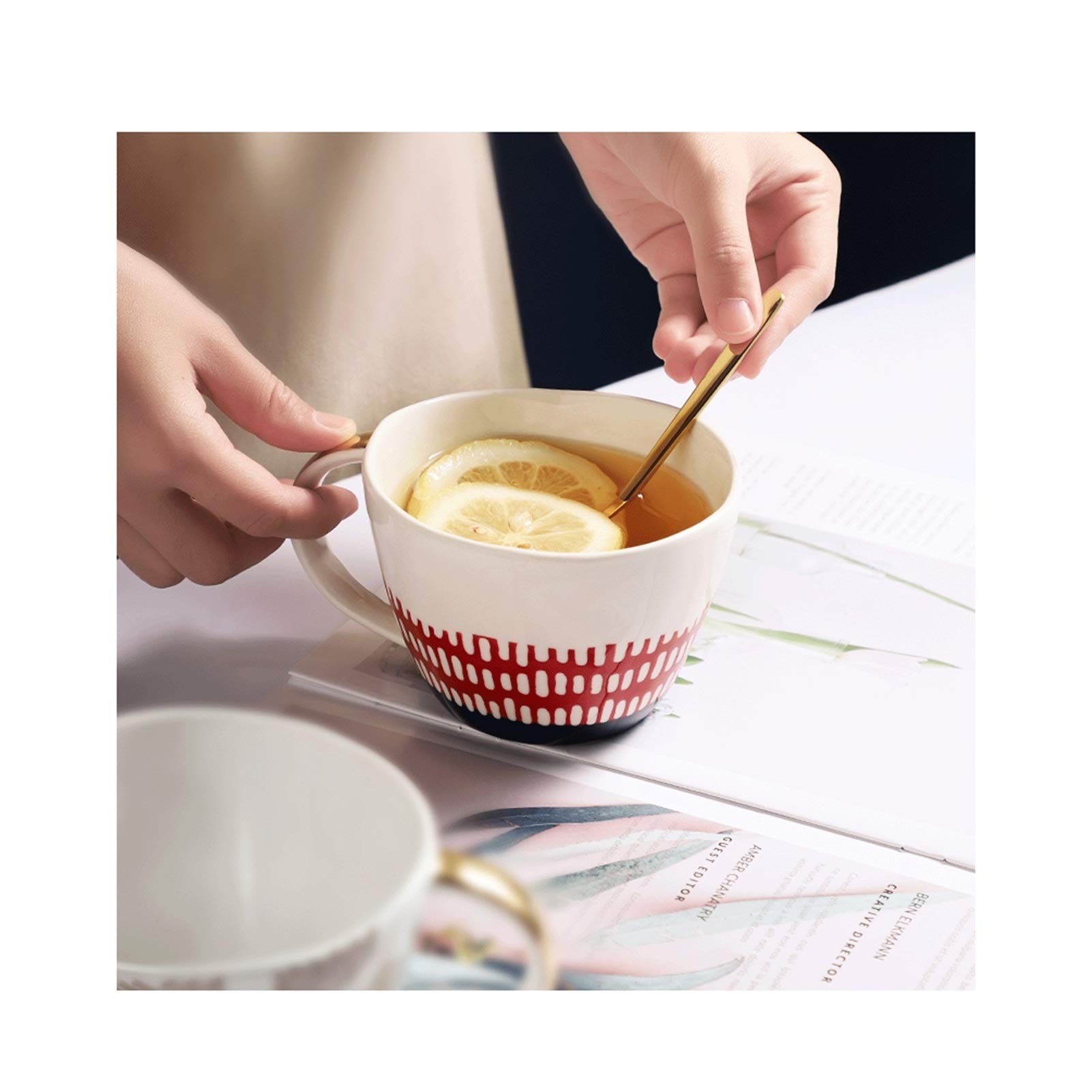 Kaffeetasse, Retro-Keramik-Teetasse, Phnom Penh, unregelmäßiges Frühstück, Haferflocken, Becherboden, glatter Hochtemperatur-Trinkbecher (D)